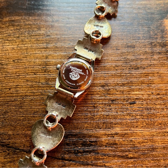 Sterling Silver Southwest Multi Stone Toggle Link Bracelet - Picture 4 of 6